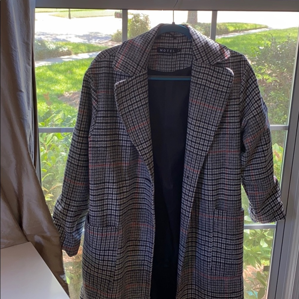 Motel Rocks oversized floor length plaid coat